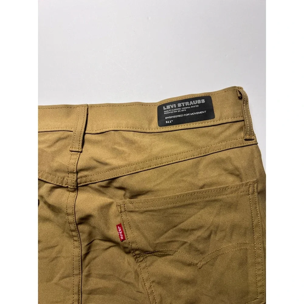 Levi's 511 Slim Fit Pants Mens 34x32 Khaki Tan Engineered for Movement 0874